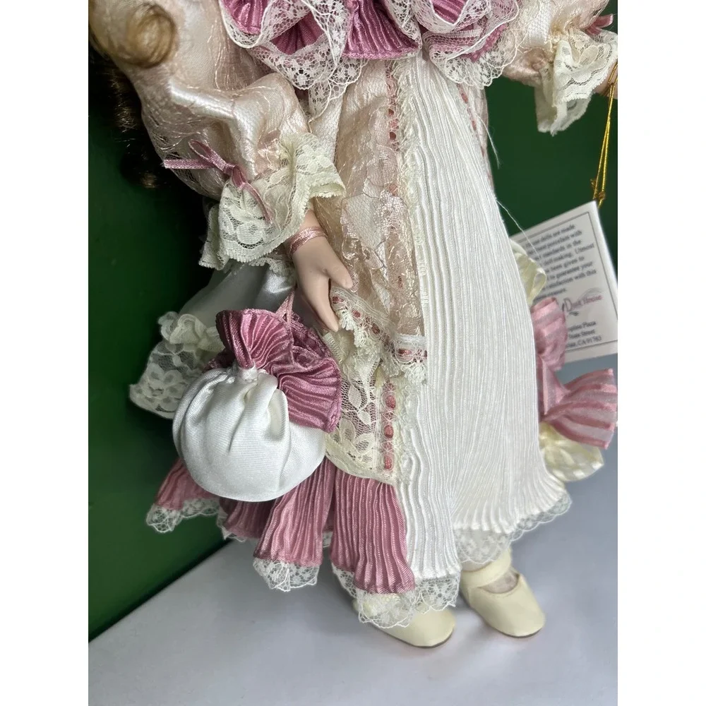 Duck House Heirloom Dolls Porcelain Doll Pink Lace Victorian Gown 2001 Nita Tag